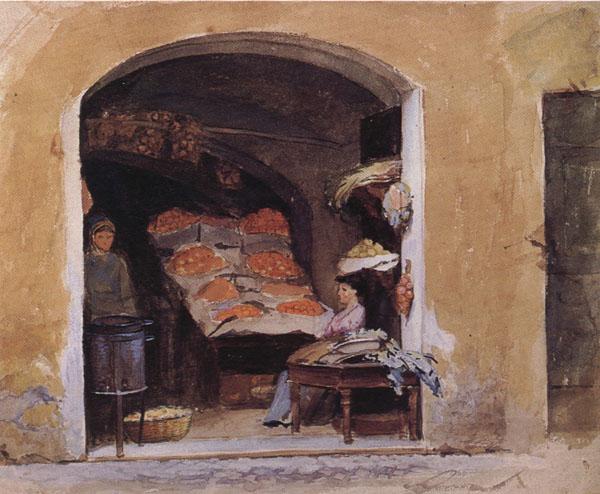 John William Waterhouse An Italian Produce Shop Germany oil painting art